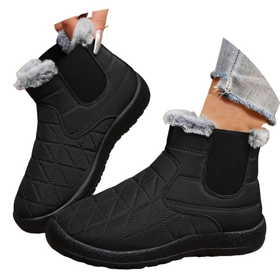 Mepaouo Womens Snow Boots Waterproof Winter Warm Ankle Booties Ladies Fleece Lined Outdoor Slip on Shoes