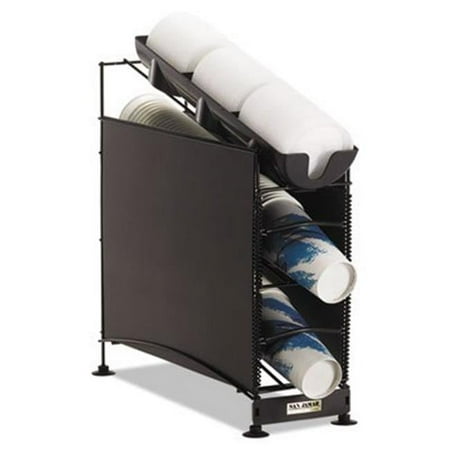 San Jamar C8504WFD Wireworks Cup Dispenser and Lid Organizer- 4-Tier- Holds 270 Cups- Metal- Black