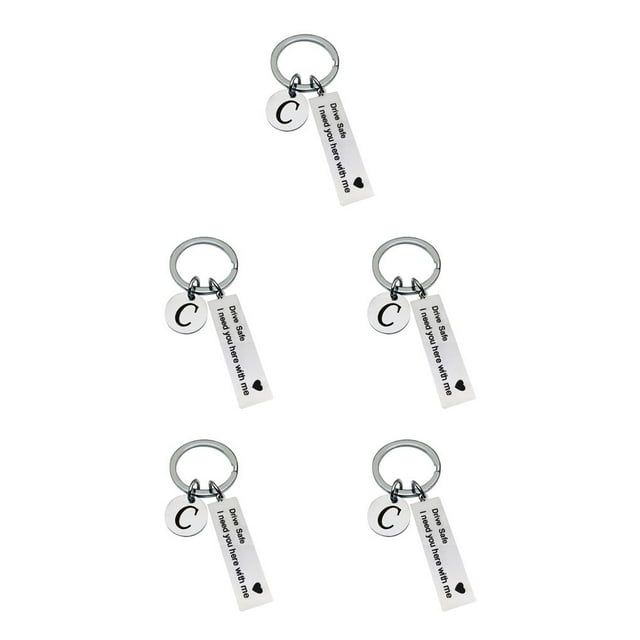 facefd 1/2/3/5 Drive Safe Keychain Initials Lettering Men Women Boyfriend Husband Key Chain C 5PCS