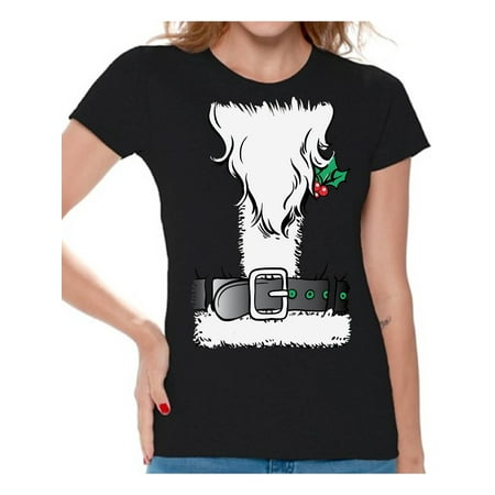 Ladies Tuxedo - Awkward Styles Christmas Tuxedo Shirt for Women Santa Suit Holiday Party Xmas Santa Claus Beard Graphic Holiday Party Tee For Ladies Ugly Christmas Party Shirt