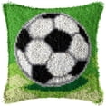 thumbnail image 5 of Senya Football Latch Hook Kits Pillow Canvas DIY Handmade Cushion Crochet Yarn Embroidery Needlework 43x43cm, 5 of 8