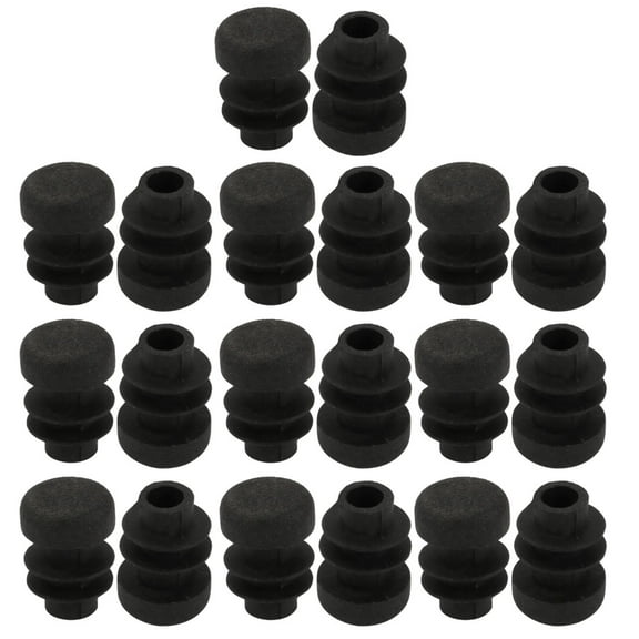 20pcs 12mm Diameter Tube Insert Chair Leg Cap Round Black Plastic Tubing Plug