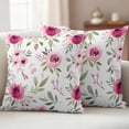 thumbnail image 4 of 2 Pack Outdoor Waterproof Throw Pillow Covers,Blossom Floral Watercolor Pink Decorative Square Patio Pillowcases for Chair Couch Sofa 16x16in, 4 of 9