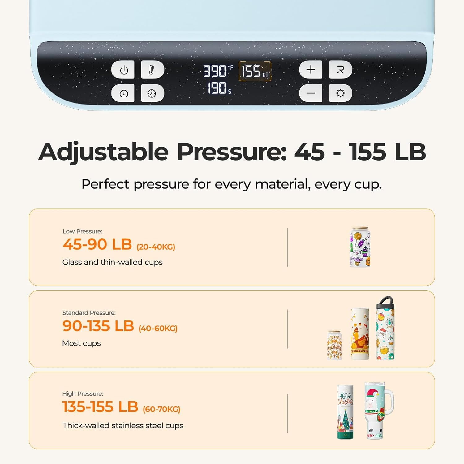 HTVRONT 2 in 1 A200 Auto Tumbler Heat Press Pro Kit - Full Cup Transfer Tumbler Press with Attachment, for 15-40oz Tumblers,Blue
