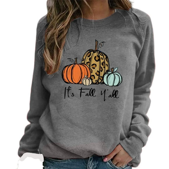 jovati Womens Long Sleeve T Shirts Fashion Women Comfortable Casual Squash Letter Printed Pullover Round-Neck Long Sleeve T-Shirt Blouse Tops Long T Shirts for Women Summer T Shirts for Women