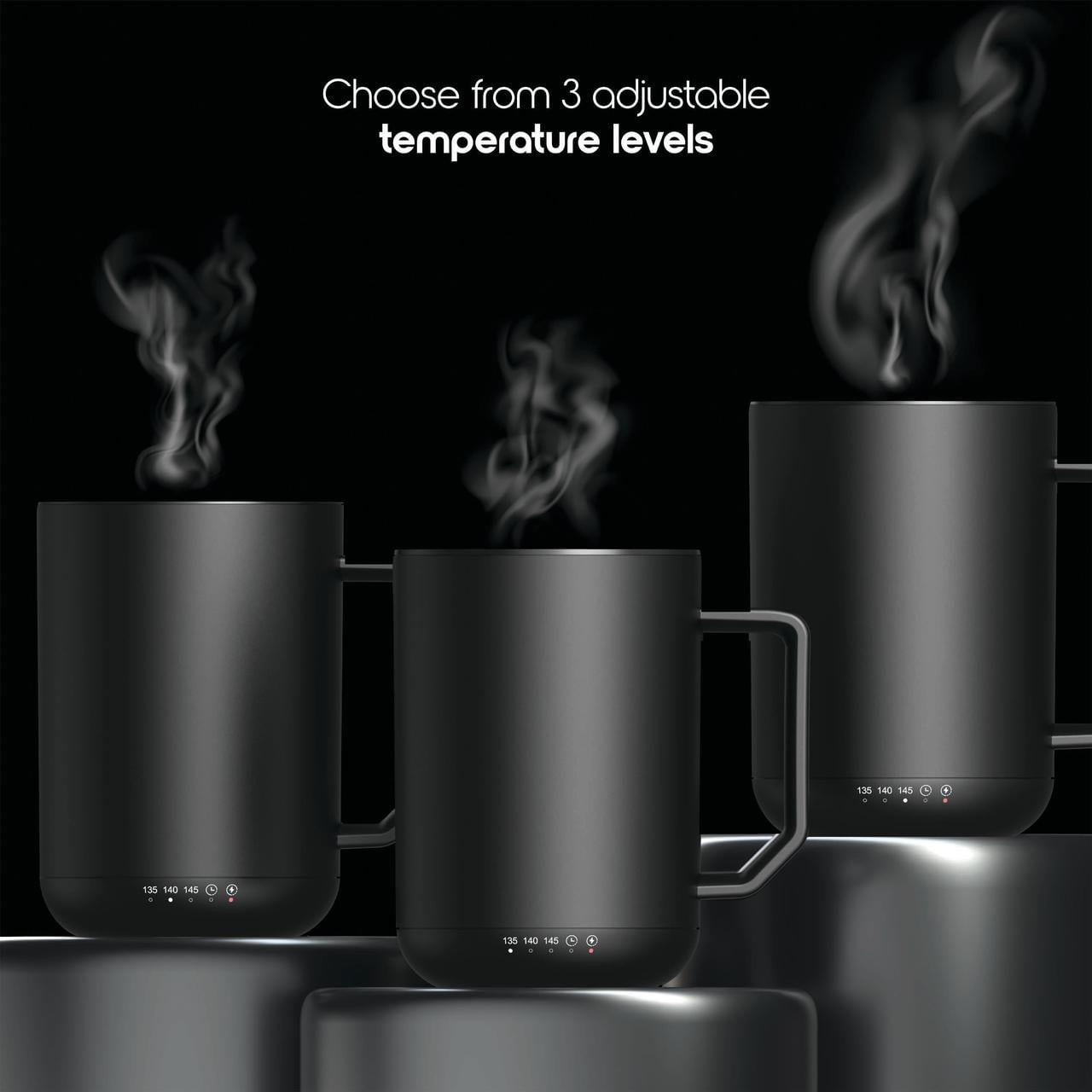 ionMug & Charging Coaster, 12oz. Stainless Steel Self Heating Coffee Mug with Lid, 3.5" x 3.5" x 5"