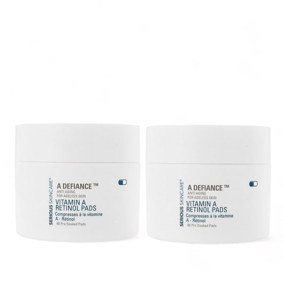 Serious Skincare Vitamin A Retinol Facial Treatment Pads - Smooth Rough Skin - Pre-Soaked Cotton Wipes - Micro Exfoliate - For Lines and Wrinkles - S