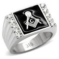 thumbnail image 1 of Alamode TK8X030-14 Bague Homme en Acier Inoxydable Poli avec Grade AAA CZ Transparent - Taille 14, 1 of 1