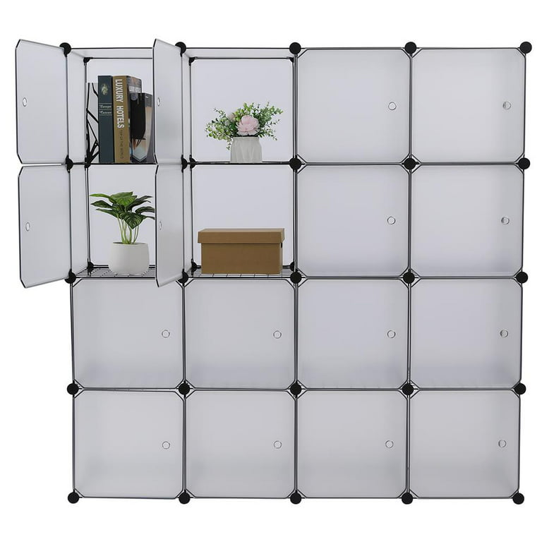  Wolizom Cube Storage Organizer, 16-Cube White Closet Storage  Shelves, Modular Units, Closet Cabinet, Portable DIY Plastic Book Shelf  Shelving for Bedroom, Office, Living Room (12 * 12 in/Cube) : Home & Kitchen