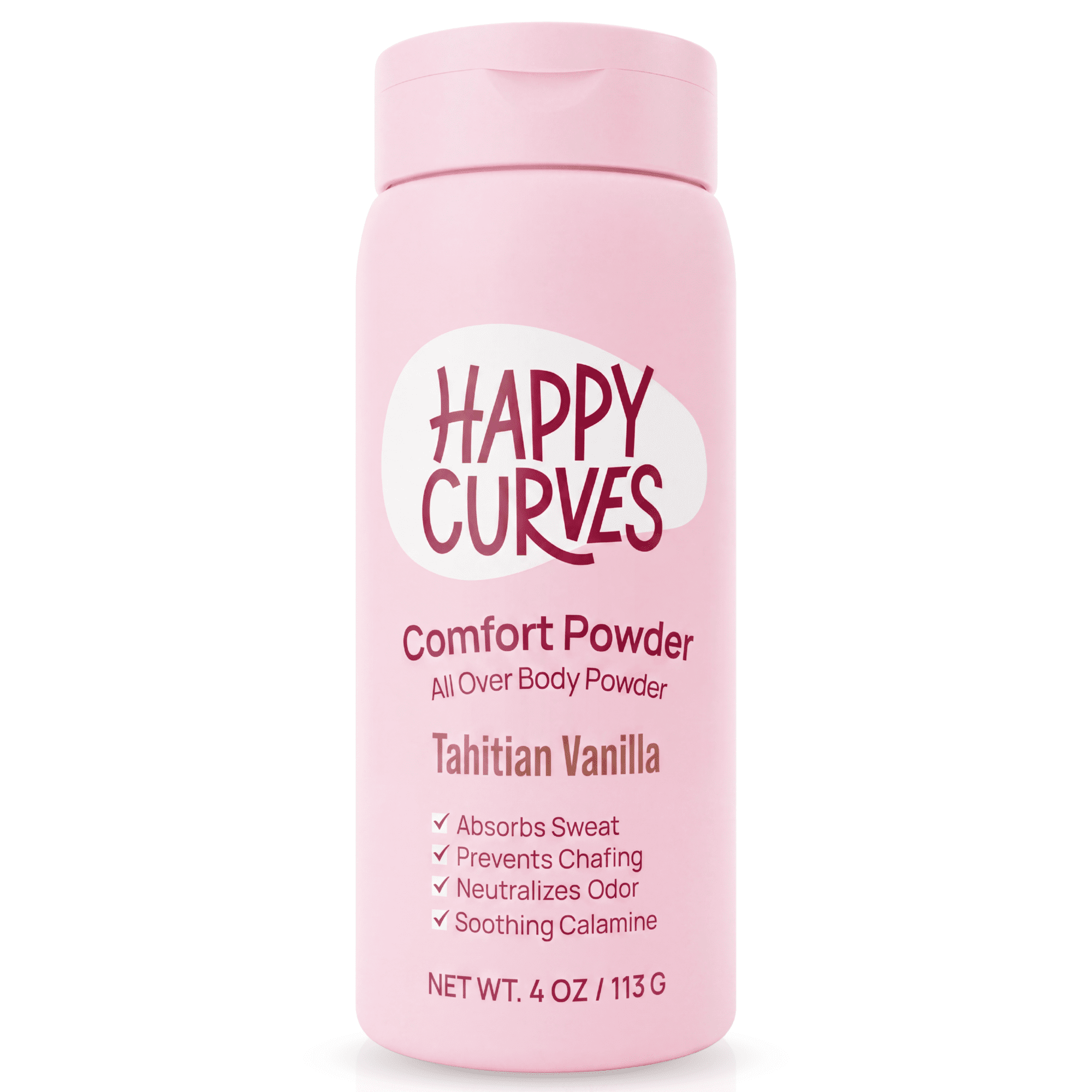 Happy Curves Dusting Body Powder for Women, Talc & Aluminum Free Deodorant, Tahitian Vanilla, 4 oz