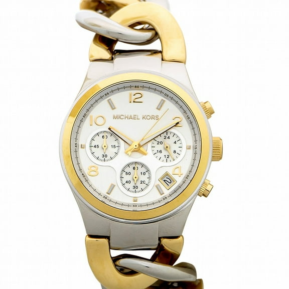 Michael Kors Women's MK3199 Runway Two Tone Twisted Steel Link Bracelet Chronograph Watch