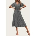 thumbnail image 3 of PRETTYGARDEN Women's Floral Boho Dress Casual Short Sleeve V Neck Ruffle Tiered Summer Swing Maxi Dresses, 3 of 7