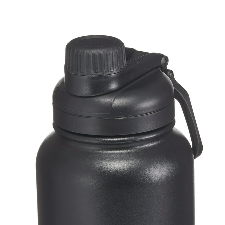 Mainstays 32 fl oz Rich Black Solid Print Plastic Water Bottle with Wide  Mouth Lid