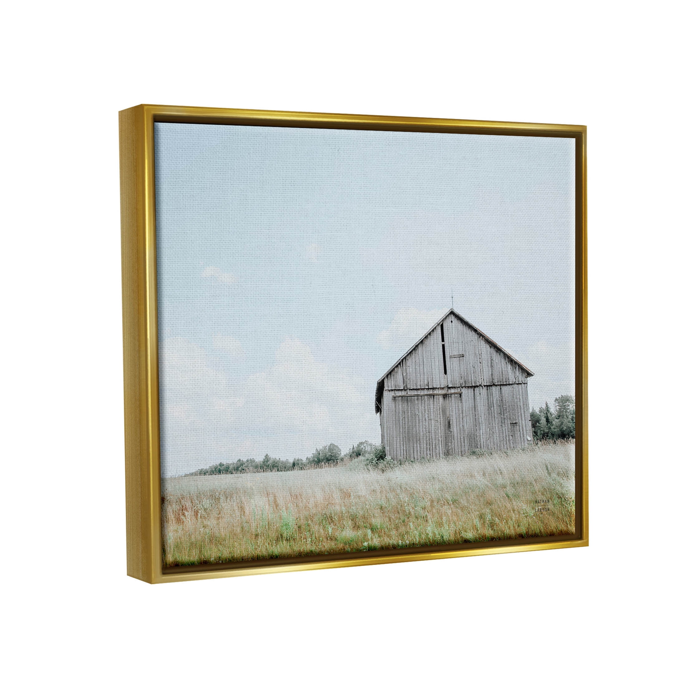 Stupell Industries Lone Countryside House Vast Rural Field Photograph Metallic Gold Floating Framed Canvas Print Wall Art, Design by Nathan Larson