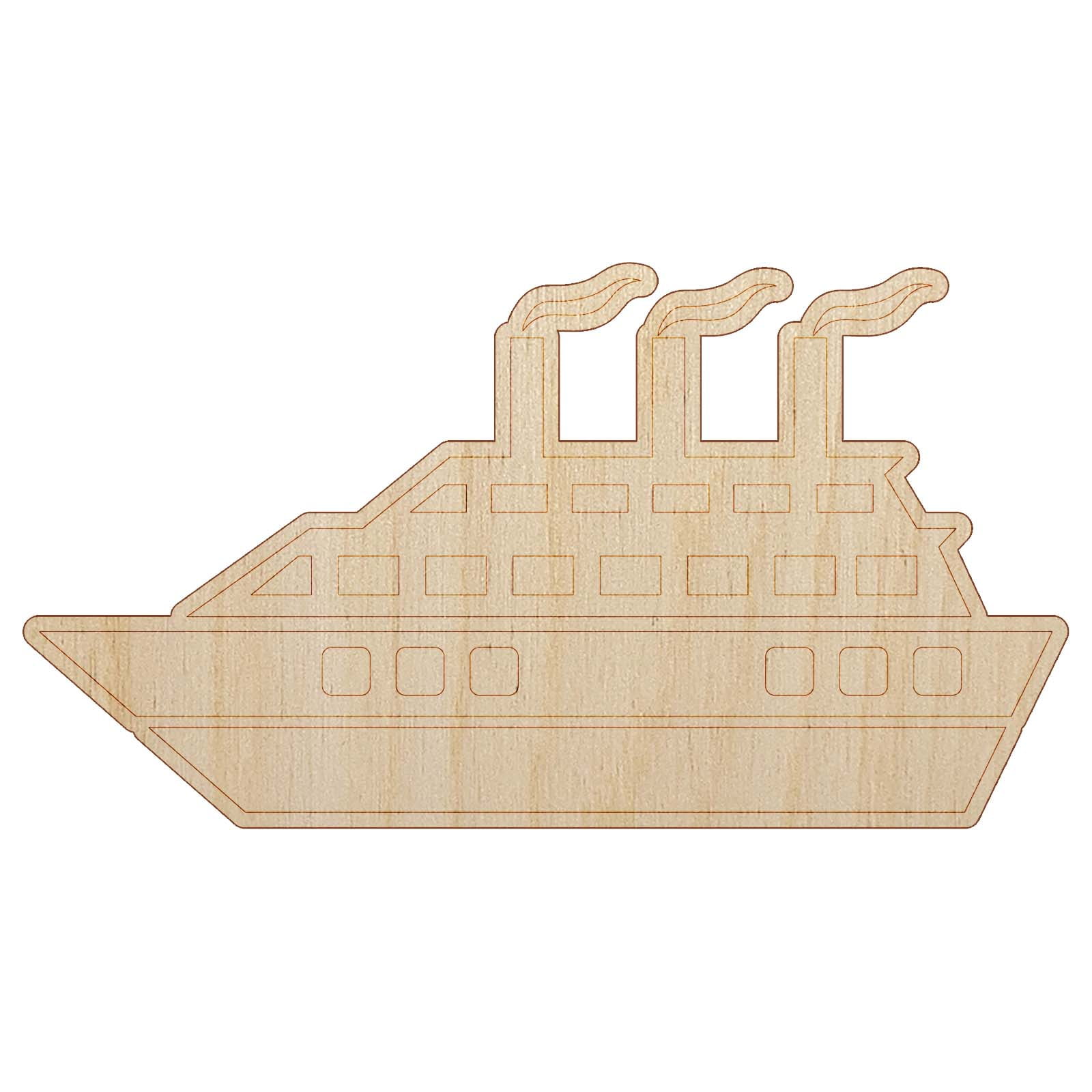 Vacation Cruise Ship Boat Wood Shape Unfinished Piece Cutout Craft DIY
