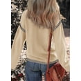 thumbnail image 2 of Jersey Dokotoo para mujer, holgado, cuello redondo, punto trenzado, beige, 2 of 6