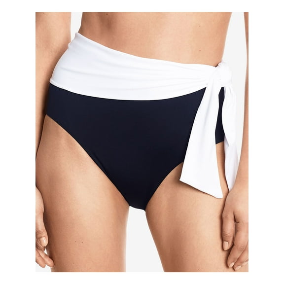 LAUREN RALPH LAUREN Women's Black Stretch Bikini Lined Moderate Coverage Tie Bel Air High Waisted Swimsuit Bottom 10