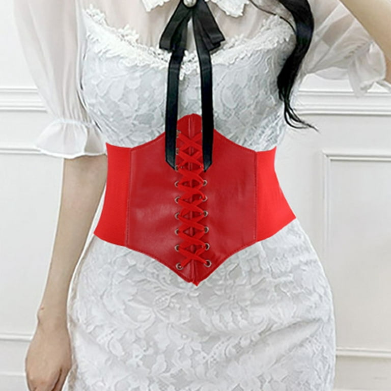 haxmnou lace up waspie corset belts for women elastic waist belt