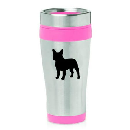 

16oz Insulated Stainless Steel Travel Mug Coffee Mug Tumbler French Bulldog (Pink)