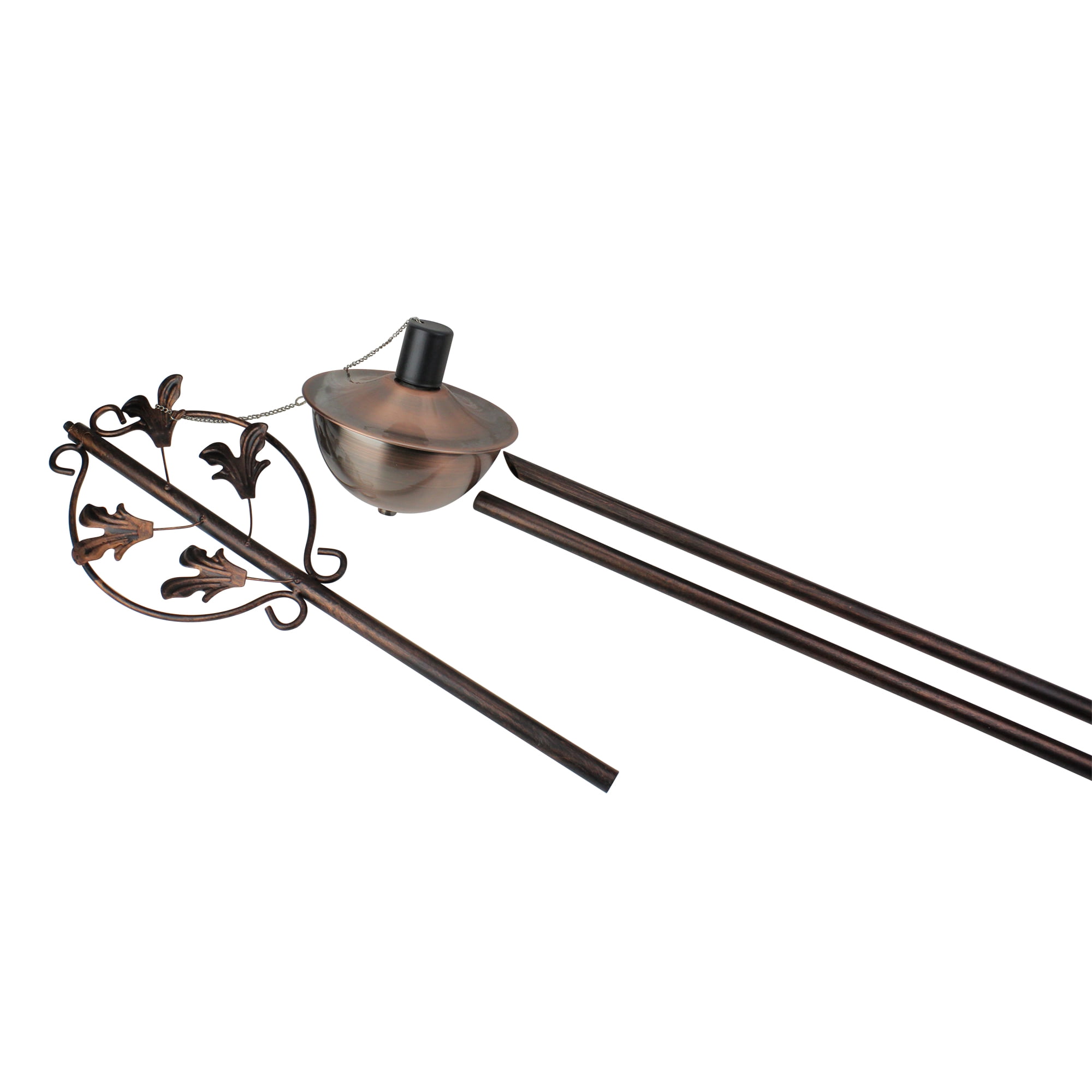 Northlight 64.5" Floral Motif Garden Oil Lamp Outdoor Patio Torch - Brushed Copper