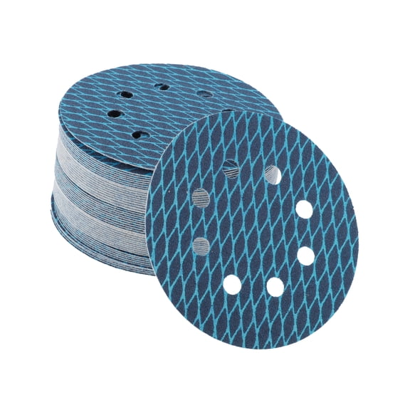50 Pcs Sanding Discs 5 Inch 8 Hole 120 Grit Hook and Loop Sandpaper Universal for Automotive Repair Blue