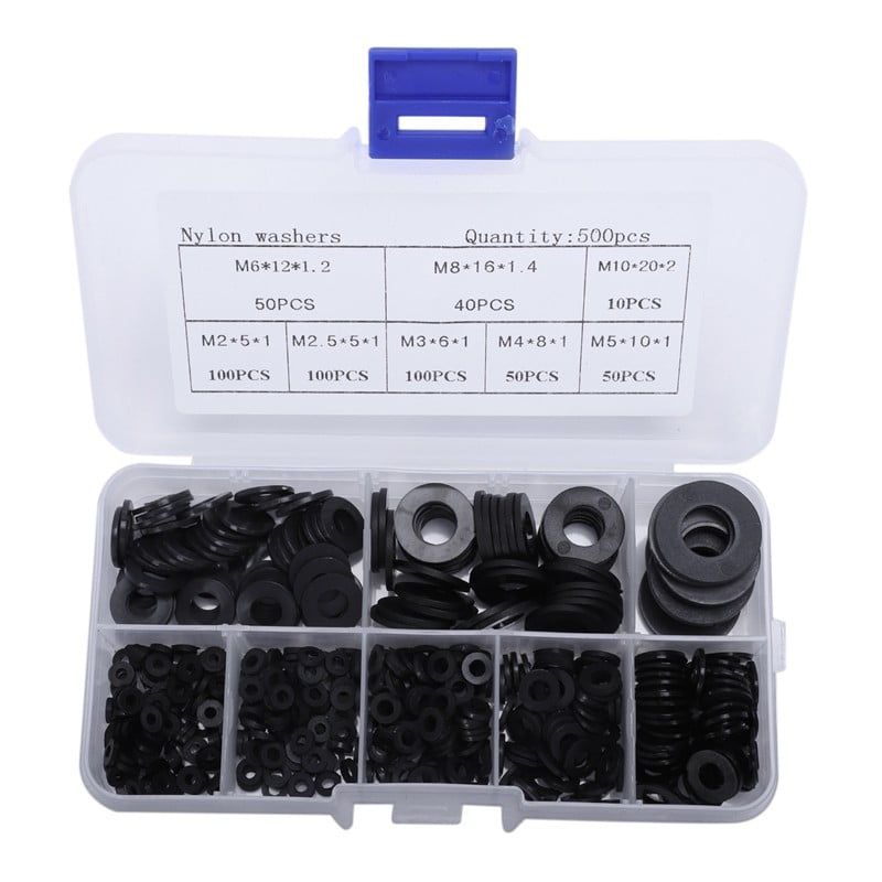 Flat Nylon Gasket Set Plastic M2 2.5 3 4 5 6 8 10 Black Plain Insulation Washer 