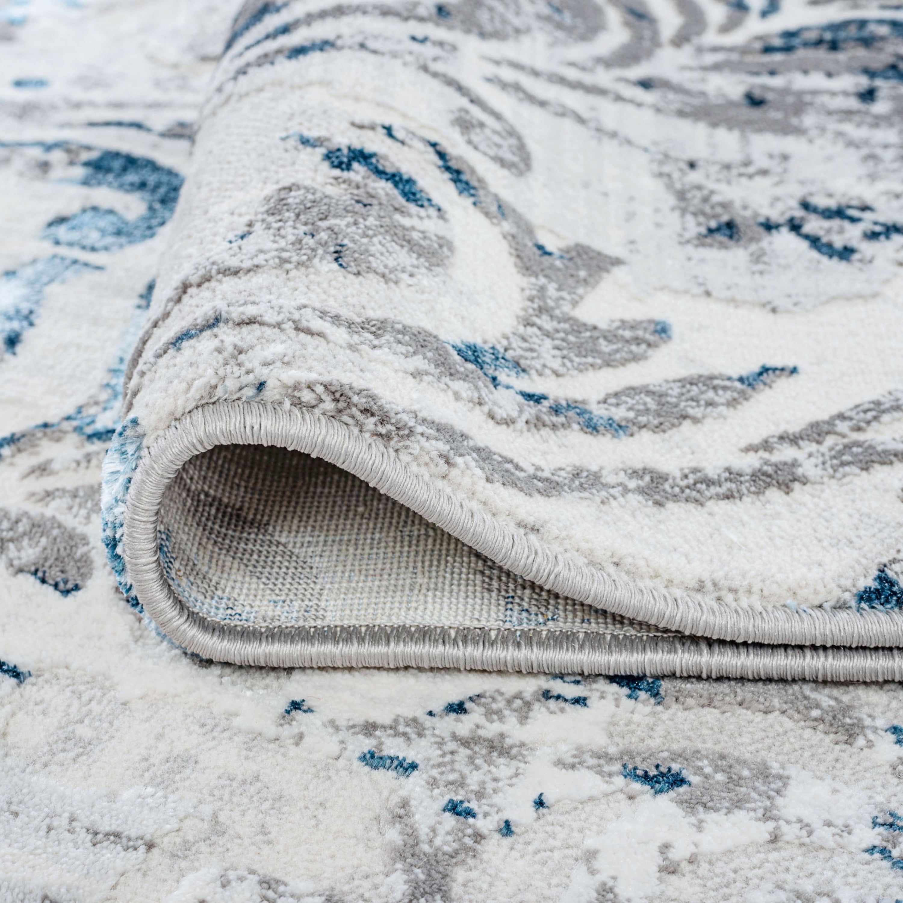 Antik Transitional 5' x 7' Blue and Gray Polypropylene & Polyester Indoor Area Rug