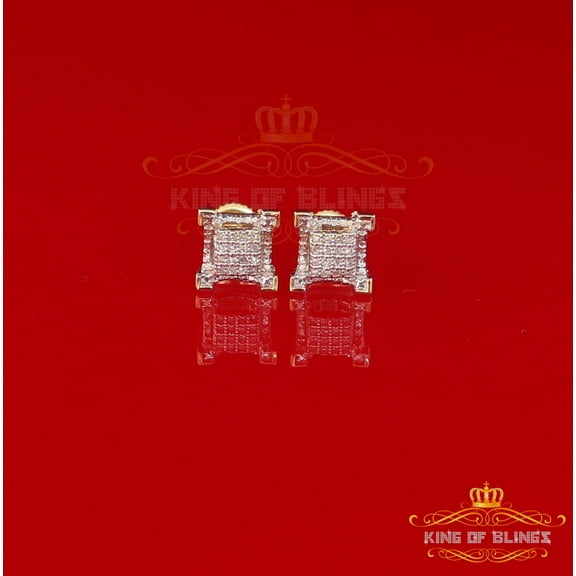 King of Bling's 10K Real Yellow Gold with 0.10CT Real Diamonds Men's /Womens stud Square Earring