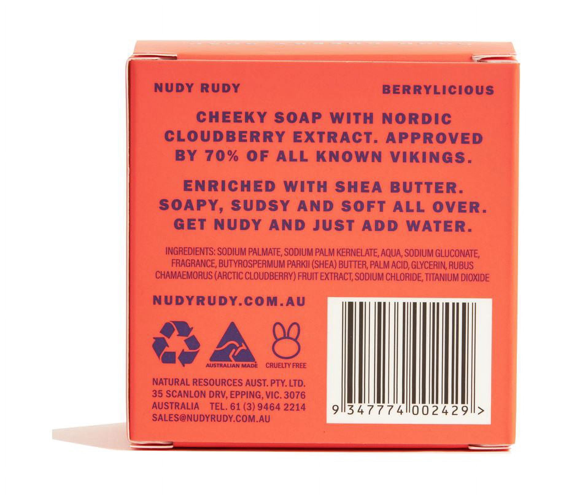 Nudy Rudy Berrylicious – Soap with Cloudberry Extract and Shea Butter – 4.2oz