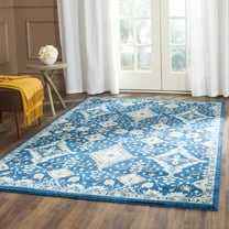 SAFAVIEH Evoke Stamen Bordered Area Rug, Royal/Ivory, 6'7" x 9'