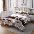 thumbnail image 2 of Elk Deer Quilt Set Checkered Buffalo Plaid Bedspread Set Twin,Christmas Moose Reindeer Coverlet Set Rustic Pine Trees Woodland Animals Quilted,Grid Lattice Farmhouse Decor, 2 of 3