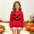 thumbnail image 5 of fnnxnal Hall-oween Sweatshirt for Girls, Red Pumpkin Face Crewneck Pullover Long Sleeve Top, Kids 2-13 Years Fall Outfit.,Size 11-12 T, 5 of 8