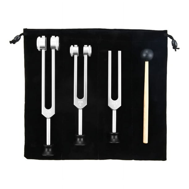 Juego de DiapasóN de 3 Paquetes (128 Hz, 256 Hz, 512 Hz) Kit de DiapasóN para CuracióN, Chakra, Terapia de Sonido, Horquilla Deslizante SóNica (Plata)