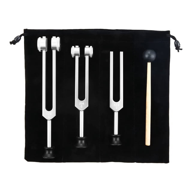 Juego de DiapasóN de 3 Paquetes (128 Hz, 256 Hz, 512 Hz) Kit de DiapasóN para CuracióN, Chakra, Terapia de Sonido, Horquilla Deslizante SóNica (Plata)