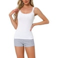 thumbnail image 1 of INSPIRAR CHIC Camiseta de Encaje para Mujeres, Top de Pijama de Algodón, Camiseta Interior Suave y Cómoda, M Blanca, 1 of 6