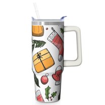 Snowman Christmas Winter Holiday Tumbler 30oz Stainless Steel, Insulated Coffee Cup with Handle and Straw, Travel Mug Gift for Adults