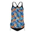 thumbnail image 5 of UPPADA Womens Two Piece Tankini Bathing Suits Trendy Sleeveless Tank Tops and Bottom 2 Piece Bathing Suits Casual Swimwear Floral Print Swimsuits Blue Tankini Swimsuits for Women,L, 5 of 5