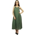 thumbnail image 2 of Bimba Women Casual Sage Green Cotton Modal Spaghetti Strap Dress With Scarf - 26, 2 of 5