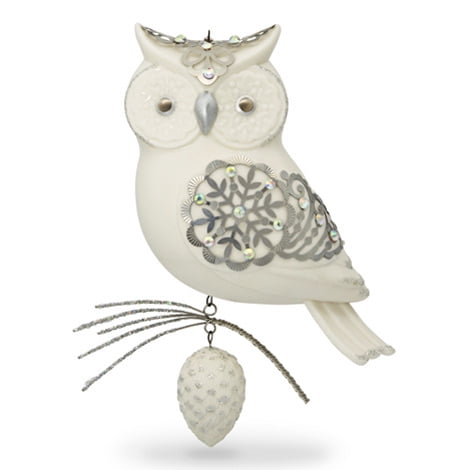 Lovely Li'l Owl With Snowflake 2017 Hallmark MINI Porcelain Ornament  Rhinestone 