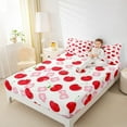 thumbnail image 4 of Manfei Cartoon Red Cherry Bed Sheets for Kids, Kawaii Cherry Blossoms King Sheets, Cute Fruit Sheet Set, Microfiber Bedroom Decor, 4-Piece, 4 of 7