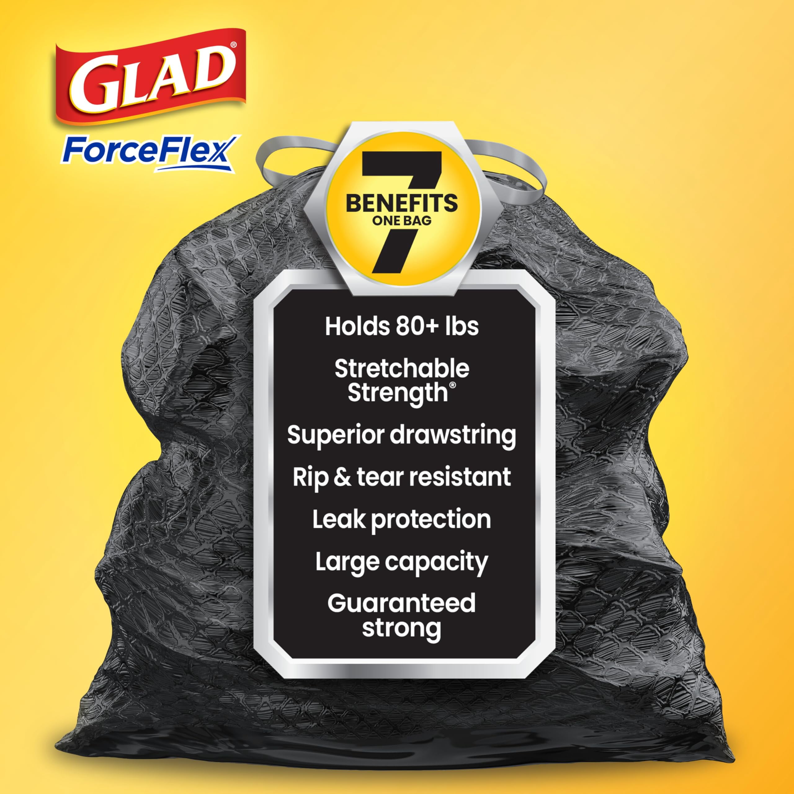 Glad Large 30 Gallon OKA4&nbsp;Trash Bags, Lemon Fresh Bleach Heavy Duty Garbage Bags, Forceflex with Drawstring, 50 Count (Packaging May Vary)