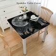 thumbnail image 2 of HAOXIT Halloween Witch Cat Square Washable Polyester Table Cloth for Square or Square Tables Waterproof Wrinkle Free Stain Resistant Table Cover for Kitchen Dining Room 54''x54'', 2 of 7