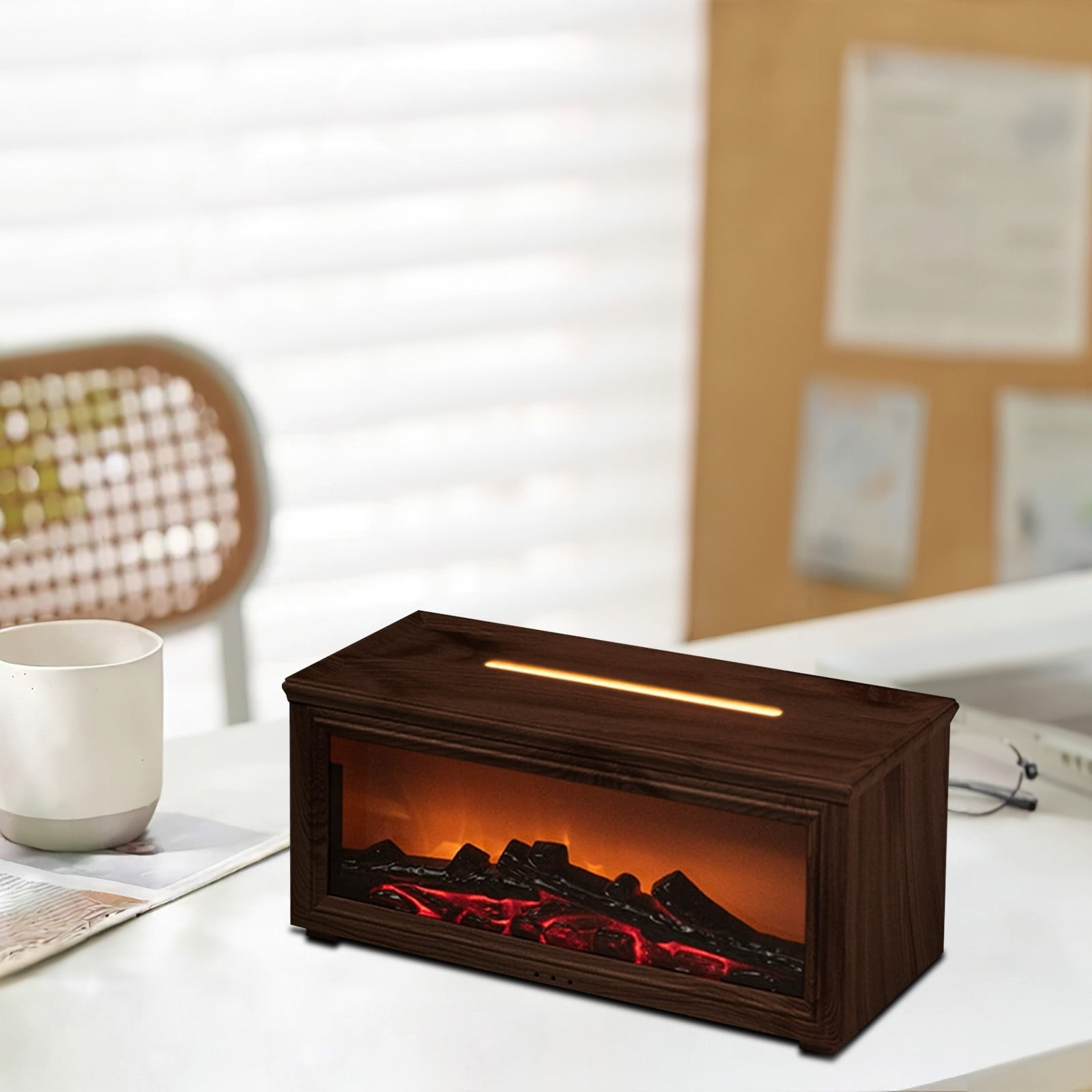 Gnwei 2025 Upgraded 7 Color Flame Fireplace Aroma Essential Oil Diffuser,250ml USB Desktop Noiseless Cool Mist Humidifier with Timer Auto-Off Protection for Home,Office, Gift