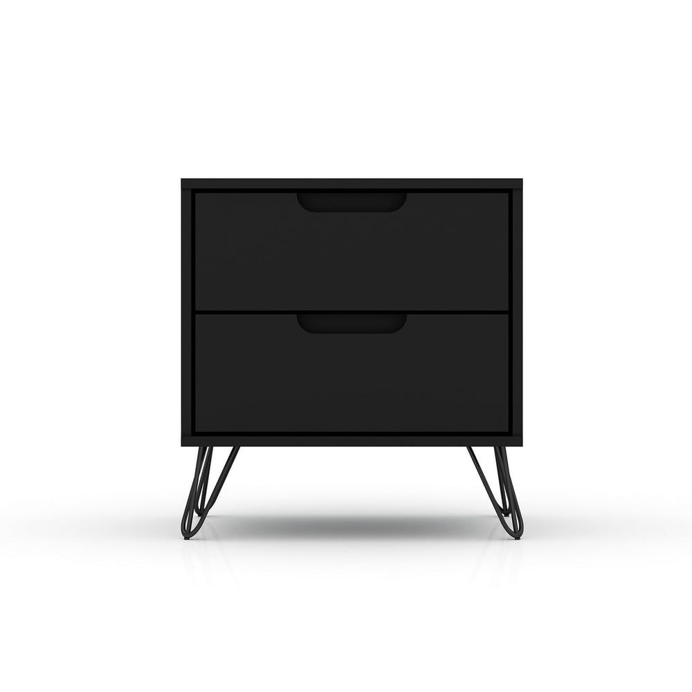 Manhattan Comfort Rockefeller 2.0 MidCentury Modern Nightstand with 2