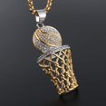 thumbnail image 2 of FrostHike Mens 18k Gold Silver Plated Basketball Rim CZ Inlay Pendant Hip Hop Box Chain, 2 of 5
