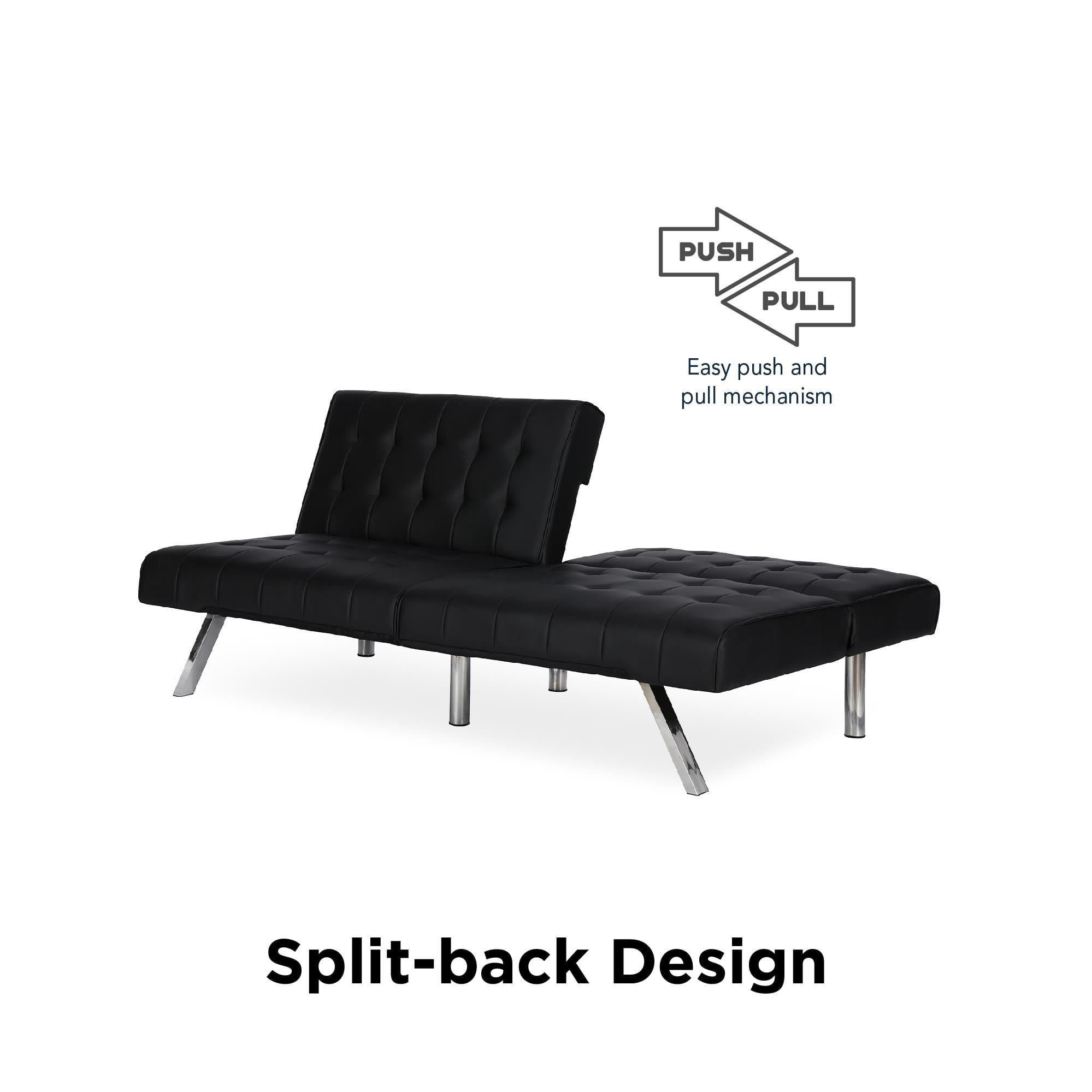 DHP Emily Convertible Futon, Black Faux Leather