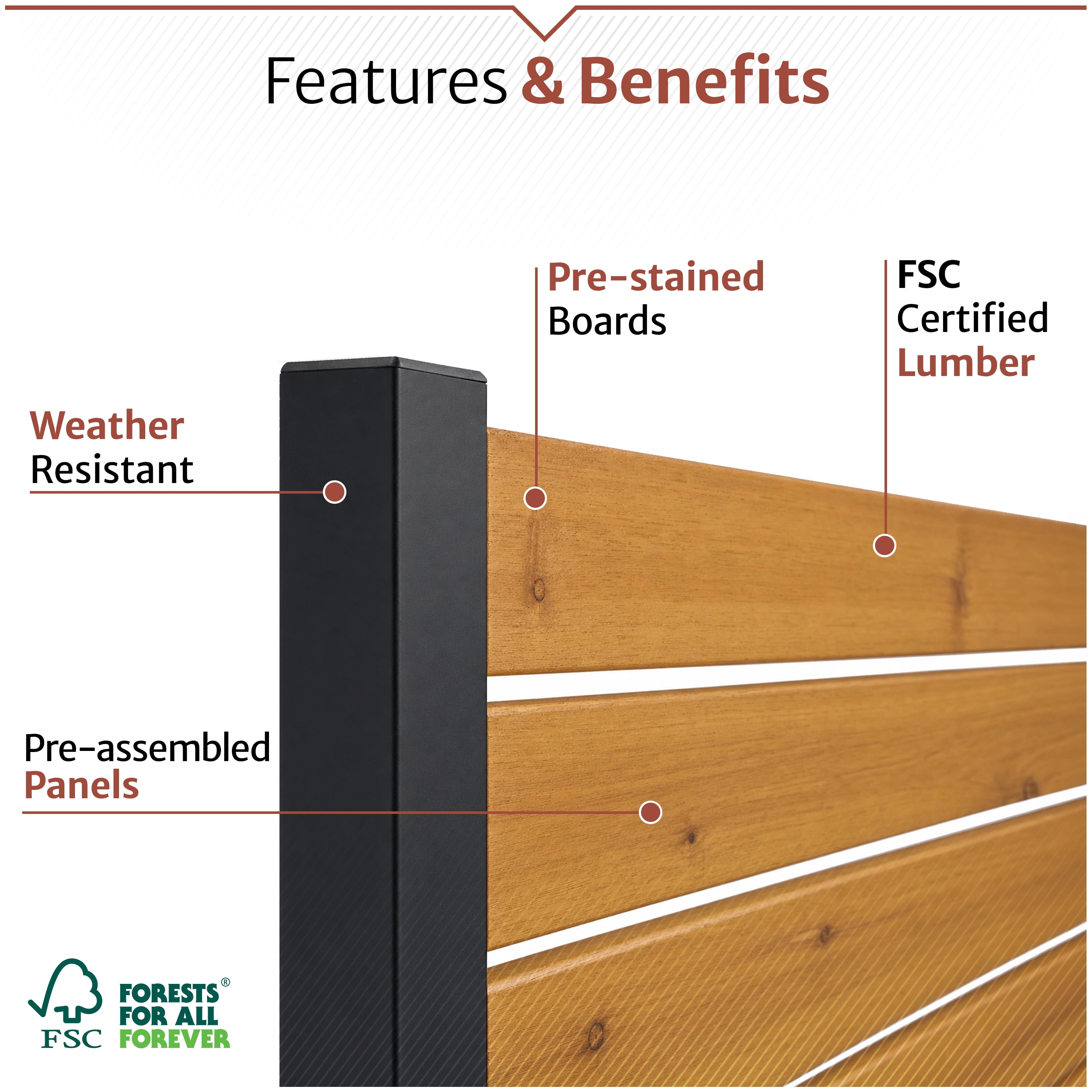 6ft H x 3ft W Freestanding Outdoor Privacy Screen, Enclo Wood Slat Privacy Panel with Steel Frame, Patio Screen Divider or Room Partition for Deck Balcony Indoor Outdoor EC18052
