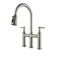 thumbnail image 5 of Izzovium Bridge Kitchen Faucet with Pull-Down Sprayhead in Brushed Nickel, Dual Handle Switch, 360-Degree Rotating High-Arc Nozzle, 16.73x24.4x2.75in, 5 of 17