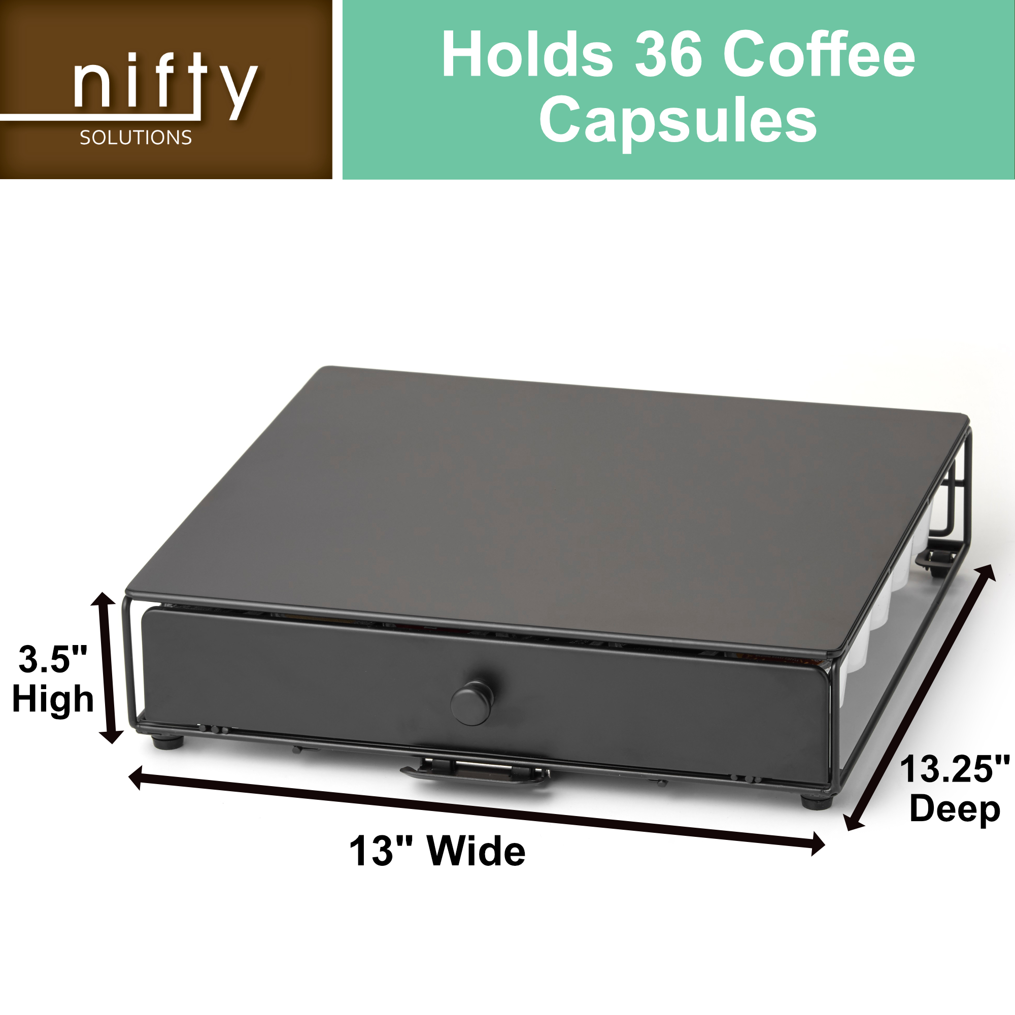 Nifty Solutions Rolling Coffee Pod Drawer – Compatible with K-Cups, 36 Pod Capacity, Black - image 2 of 5