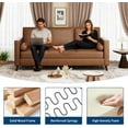 thumbnail image 3 of 81" Leather Couch for Living Room, Mid Century Modern 3-Seater Sofa with Deep Seat, Faux Leather Sofa for Apartment, Home Office, Brown, 3 of 7